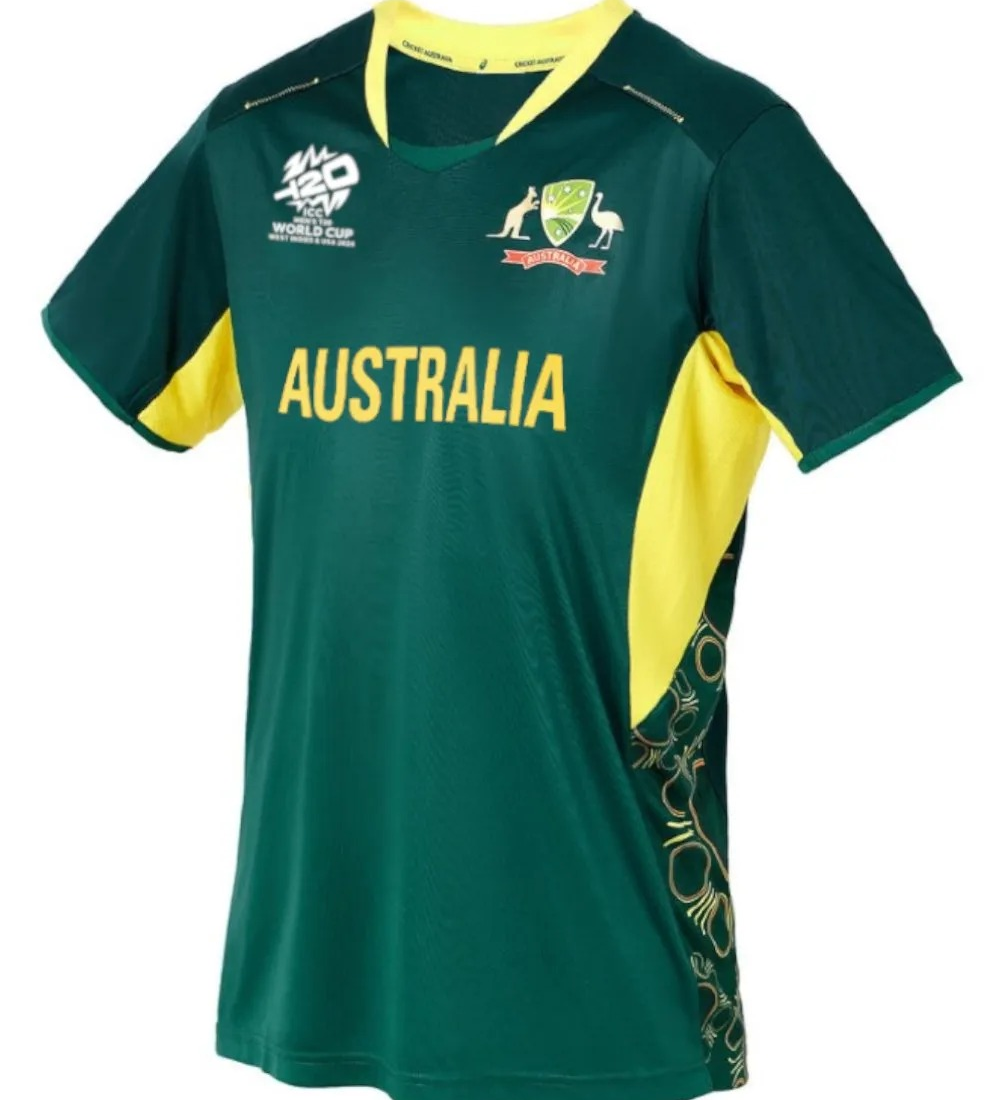 Australia T20 World Cup 2024 cricket jersey for fans, fully sublimated, lightweight, quick-dry, available