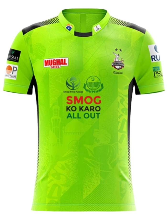 Lahore Qalandars PSL 2025 cricket jersey fan edition, fully sublimated, lightweight and quick-dry, available in S to 2XL