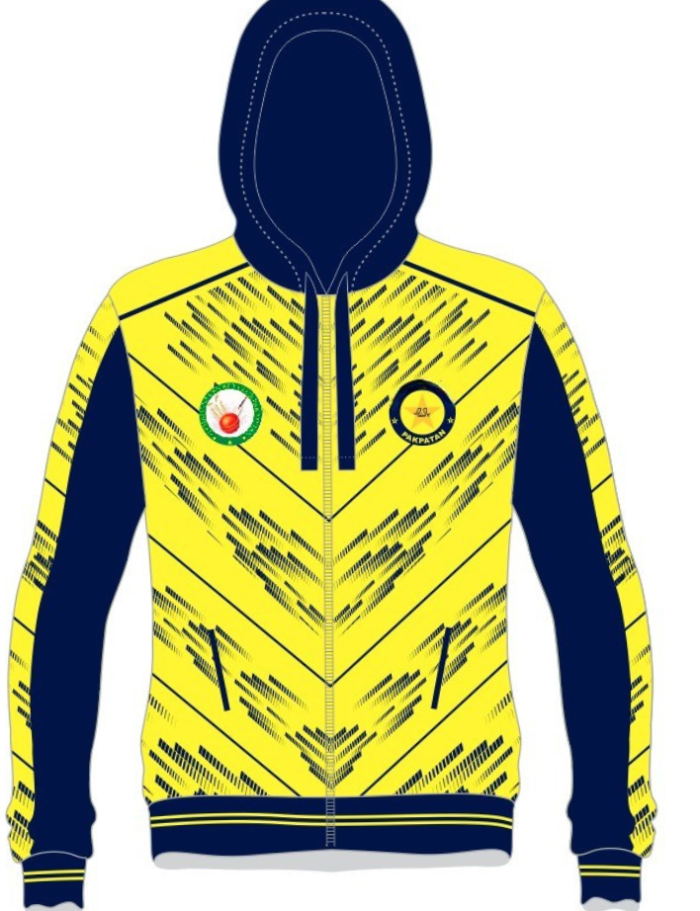 Yellow navy blue custom team hoodie