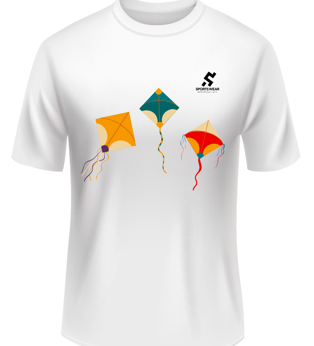 Patang-e-Lahore Shirt 2026 white shirt with colorful kite design