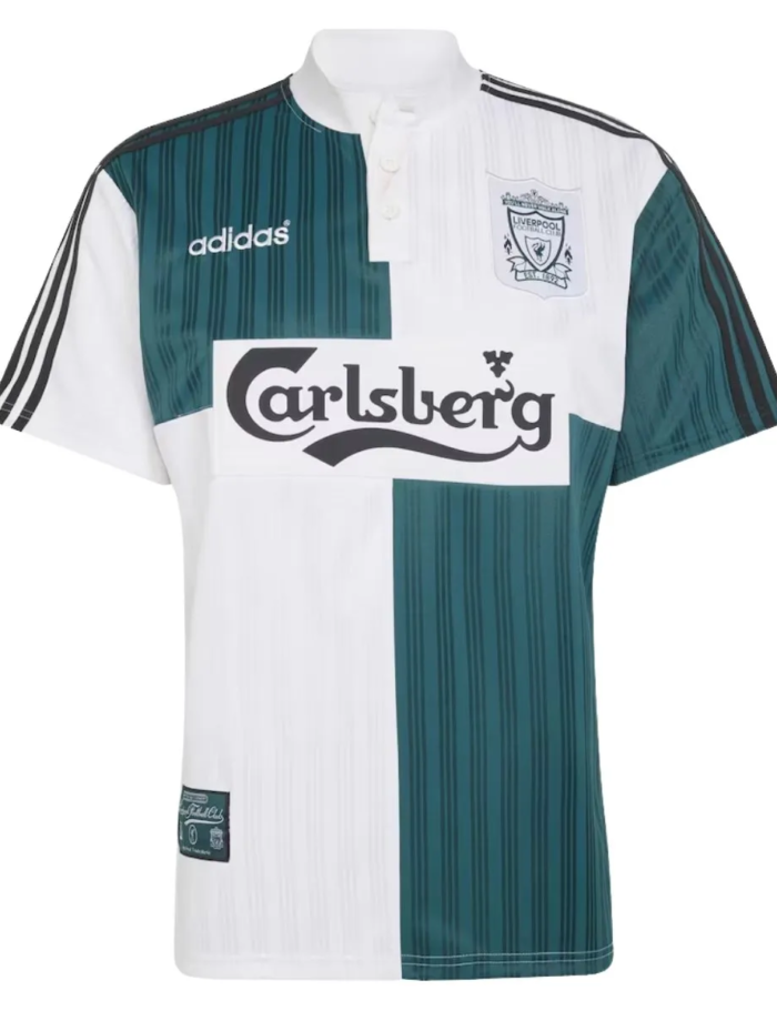 Crafted for comfort and nostalgia, the Liverpool 1995 Away Jersey Green & White features a classic fit with breathable fabric, making it ideal for both casual wear and matchday style. The striking color combination sets it apart from traditional kits, giving it a standout vintage appeal. Whether you're honoring club legends or expanding your retro collection, this shirt delivers authenticity and style.