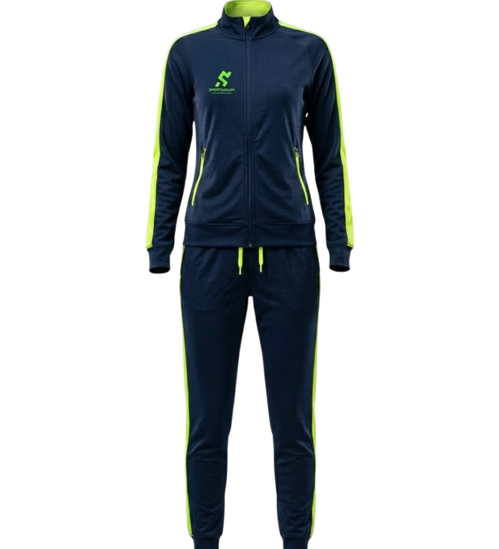 Navy Blue Panel Sports Tracksuit
